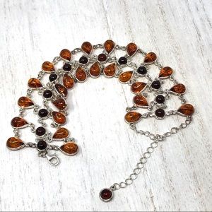 Baltic Amber, sterling silver lace bracelet, 22.2g